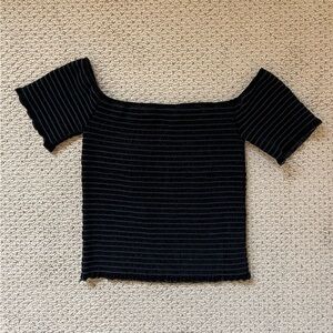 Aqua Velvet Over the Shoulder/Cap Sleeve Top